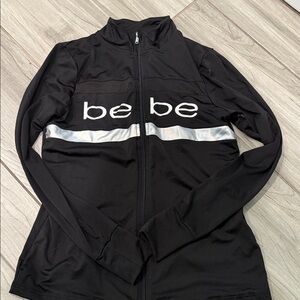 Bebe Black Bomber Jacket with Silver Stripe